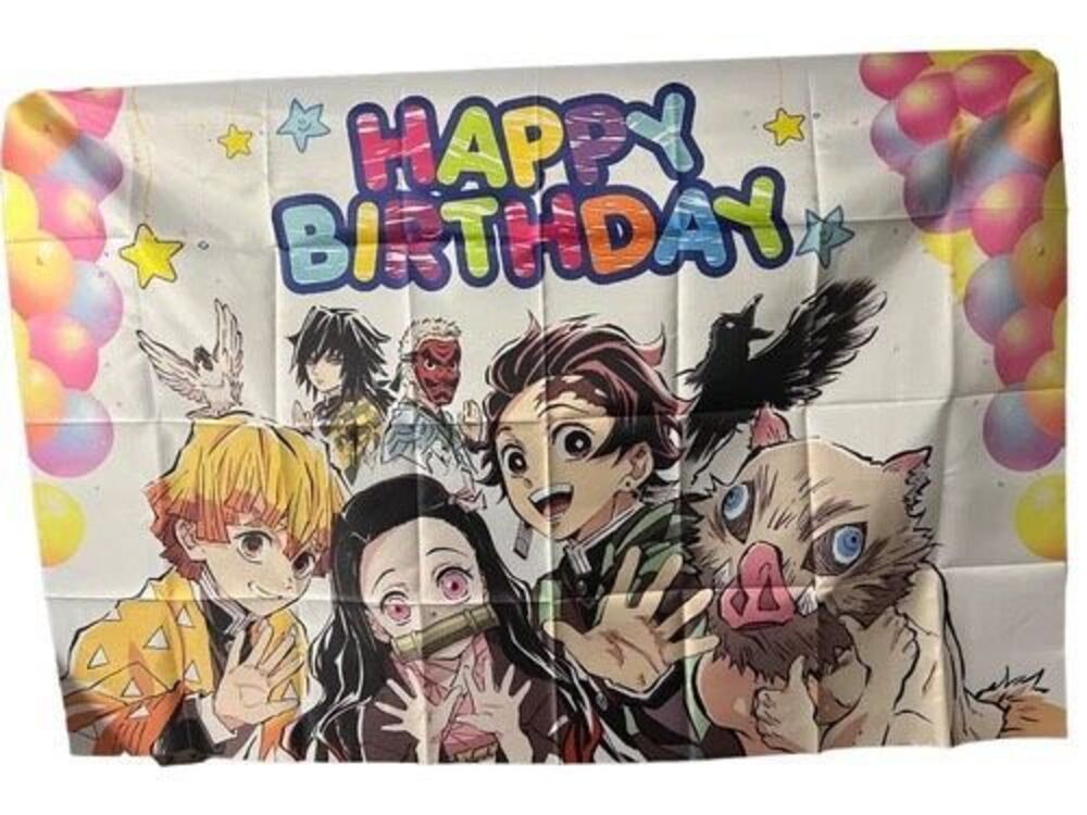 Demon Slayer 40x60 Fabric Banner Anime Birthday Party Backdrop Decor